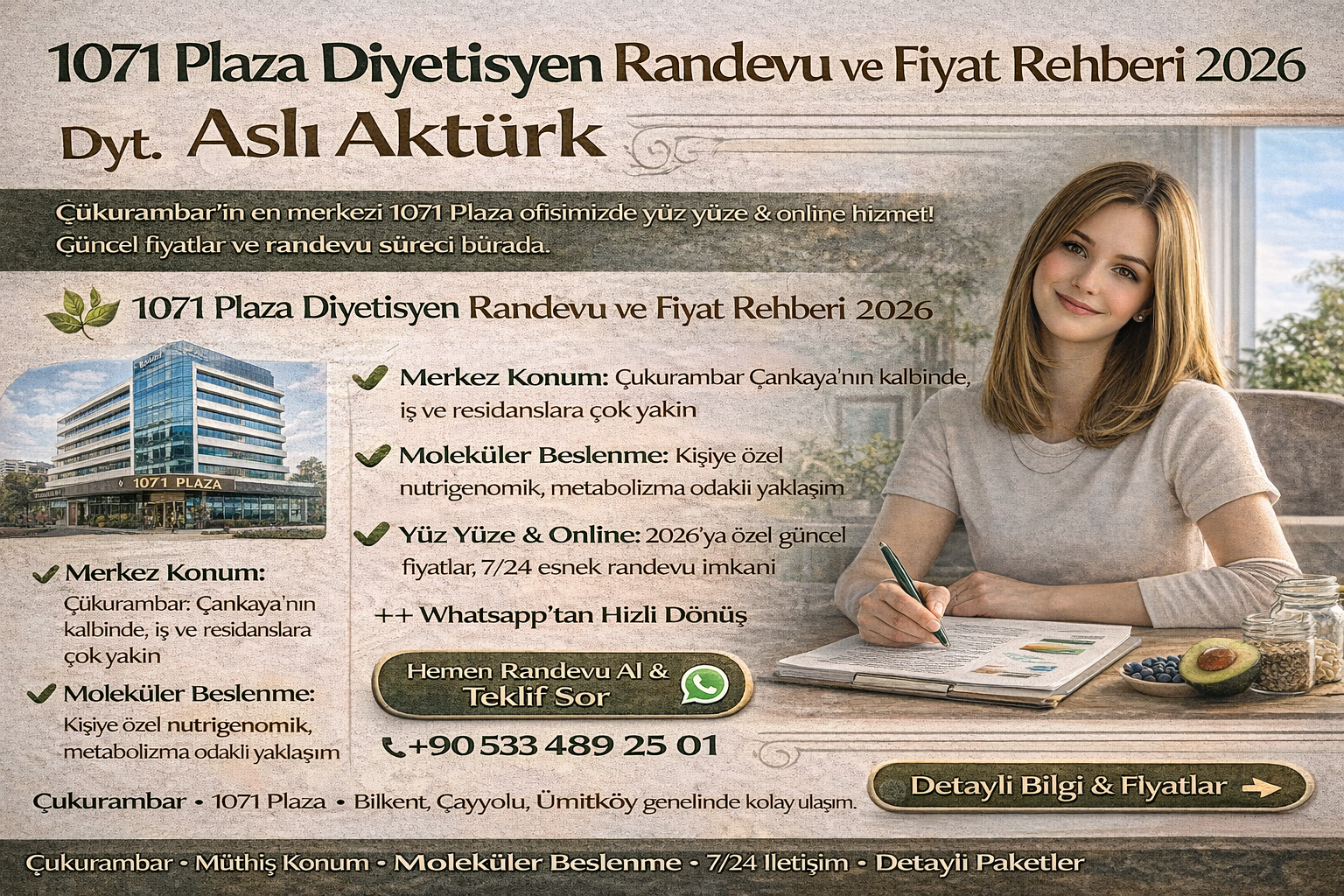 1071 Plaza Diyetisyen Randevu ve Fiyat Rehberi 2026
